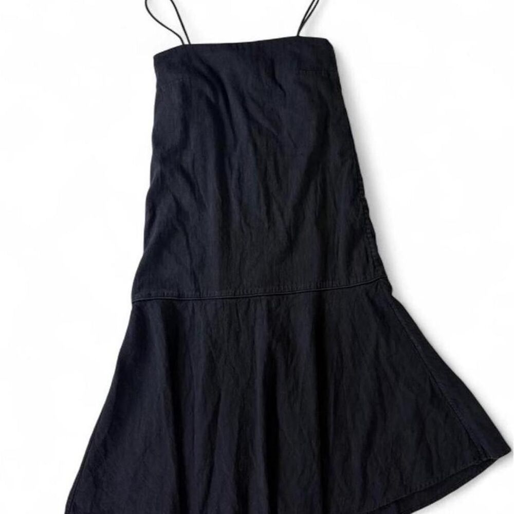 Toteme Andorra Black Linen Blend Panelled Midi Dress